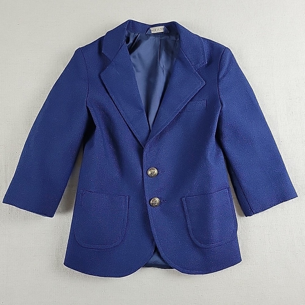 Vintage ANDHURST Childrens Blazer Jacket Size 5 Blue Made USA Brass Buttons